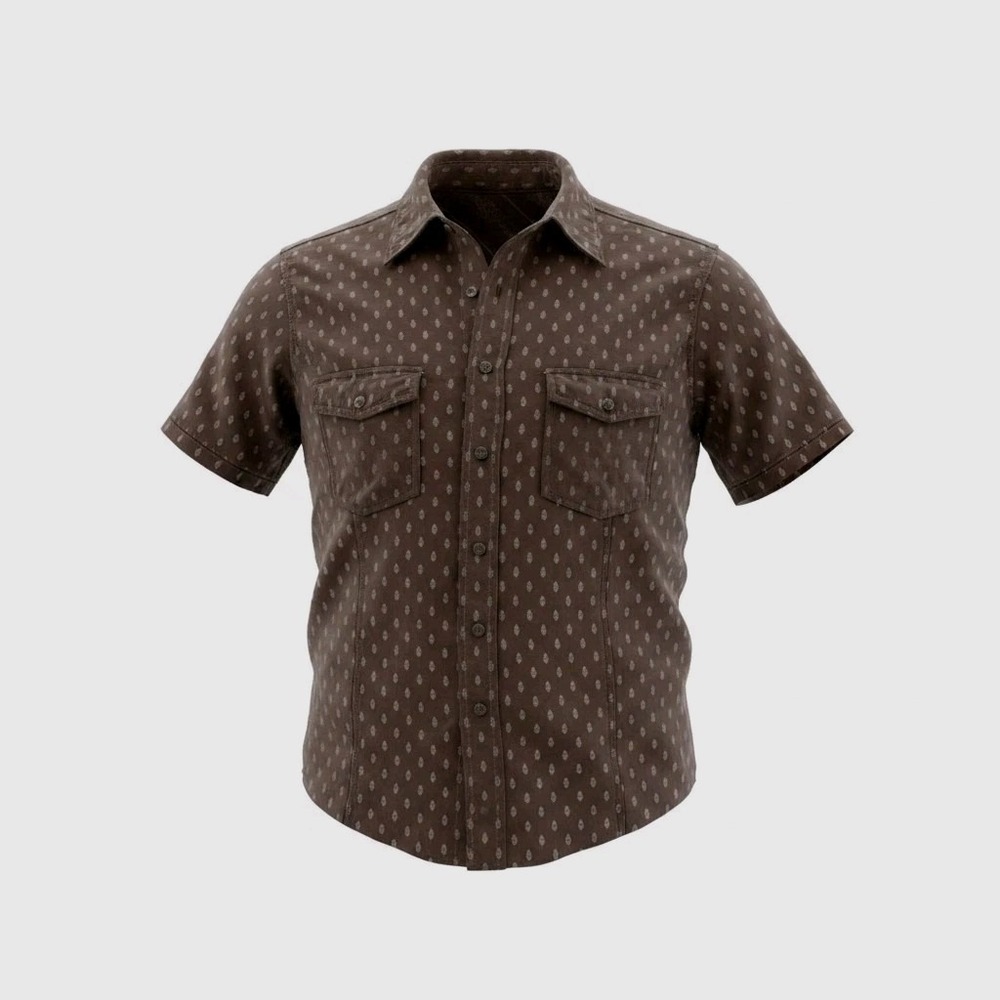 Arizona Jean Co Men M Short Sleeve Western Pearls Button Up 100% Cotton Shirt